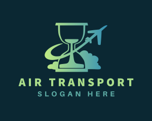 Airplane Hourglass Time logo design