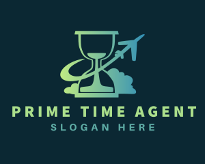 Airplane Hourglass Time logo design