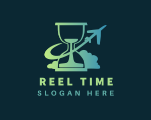 Airplane Hourglass Time logo design