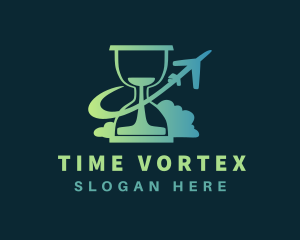 Airplane Hourglass Time logo