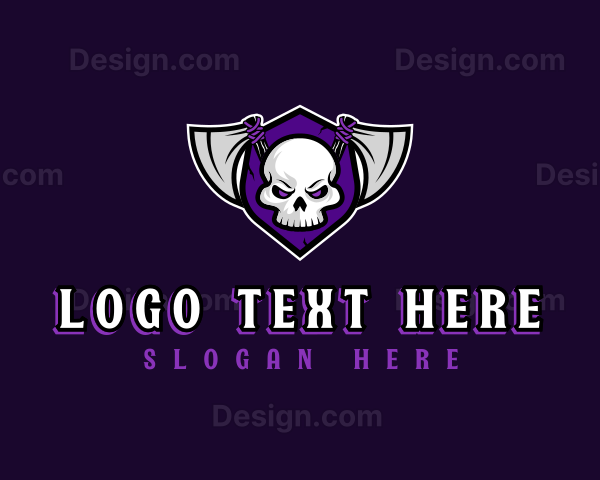 Skull Axe Shield Logo