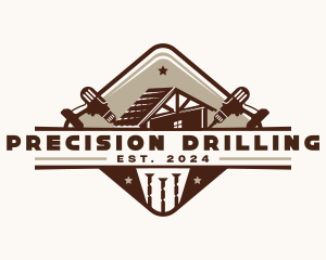 Drill Construction Carpentry logo design