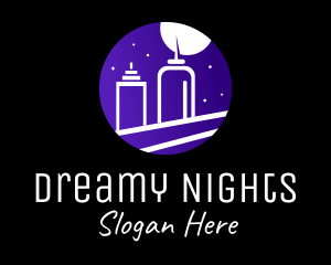 Night Cityscape Condiments Outline logo design