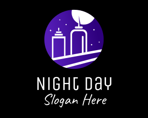 Night Cityscape Condiments Outline logo design