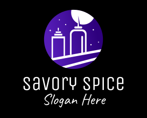 Night Cityscape Condiments Outline logo design