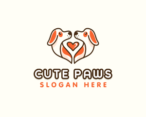 Cute Puppy Heart logo design