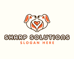 Cute Puppy Heart logo design