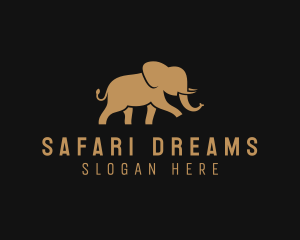 Walking Elephant Wildlife Safari logo design