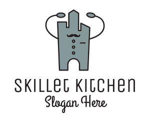 Skyscraper Waiter Robot logo design