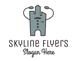 Skyscraper Waiter Robot logo design