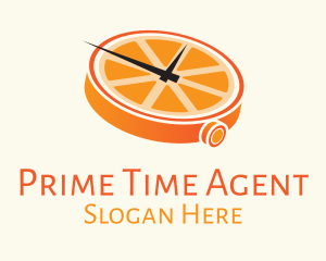 Orange Clock Time logo design