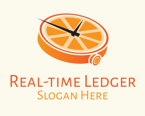 Orange Clock Time logo design