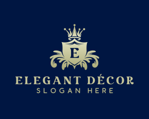 Decorative Shield Crown logo design