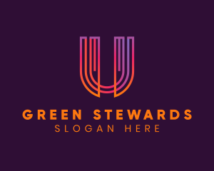 Gradient Modern Letter U logo design