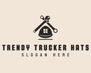 Spanner Hard Hat Repairman logo design