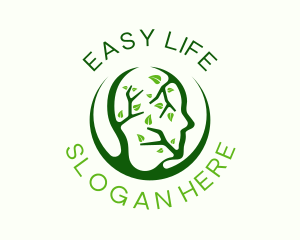 Green Human Leaf Wellness logo design