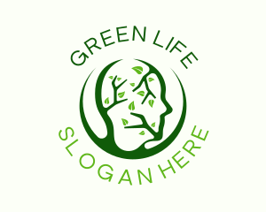 Green Human Leaf Wellness logo design