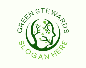 Green Human Leaf Wellness logo design