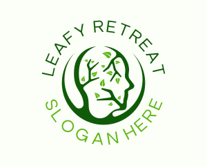 Green Human Leaf Wellness logo design