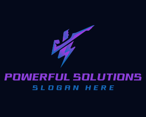 Lightning Thunder Man logo design