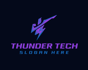 Lightning Thunder Man logo design