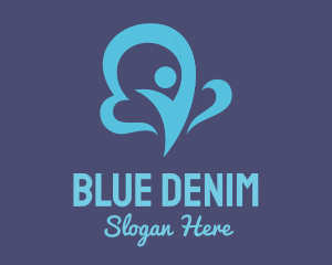 Blue Cloud Man logo design