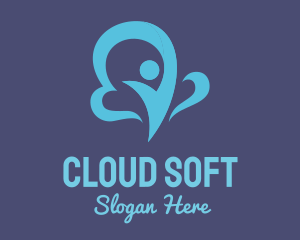 Blue Cloud Man logo design