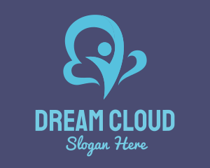 Blue Cloud Man logo design