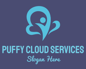 Blue Cloud Man logo design