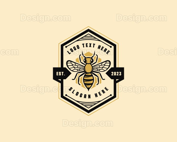 Bee Hexagon Beehive Logo