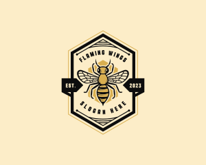 Bee Hexagon Beehive logo design