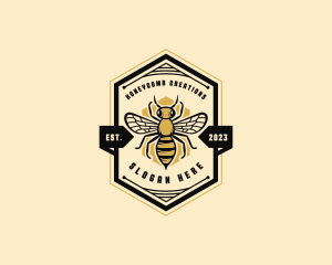 Bee Hexagon Beehive logo design