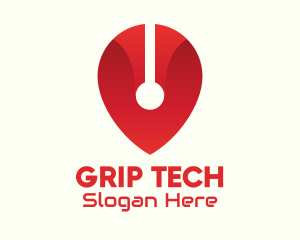 Red Tech Location Pin logo design