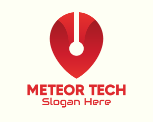 Red Tech Location Pin logo design