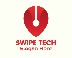 Red Tech Location Pin logo design