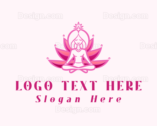 Pink Yoga Lotus Woman Logo