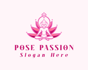 Pink Yoga Lotus Woman logo design