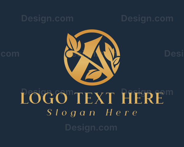Golden Ornament Letter A Logo