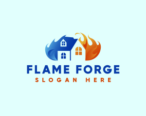 Flaming Fire Cooling Thermostat logo design