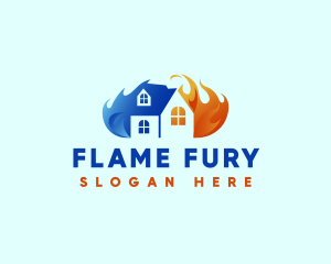 Flaming Fire Cooling Thermostat logo design