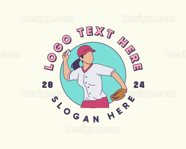 Woman Baseball Player Logo