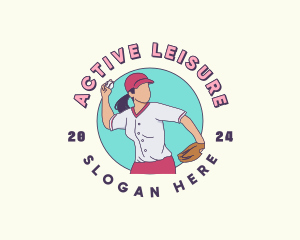 Woman Baseball Player logo design