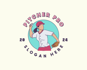 Woman Baseball Player logo design