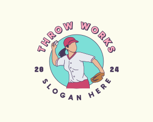 Woman Baseball Player logo design