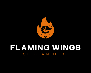 Shrimp Prawn Fire Barbecue logo design