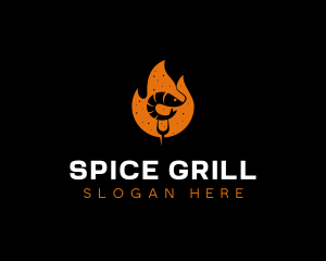 Shrimp Prawn Fire Barbecue logo design