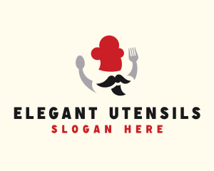 Mustache Chef Cutlery logo design