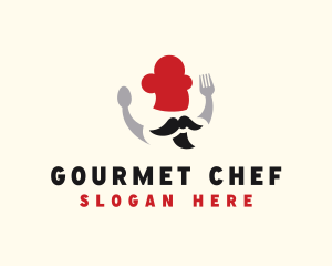 Mustache Chef Cutlery logo design