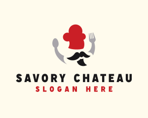 Mustache Chef Cutlery logo design