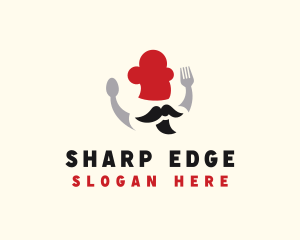 Mustache Chef Cutlery logo design